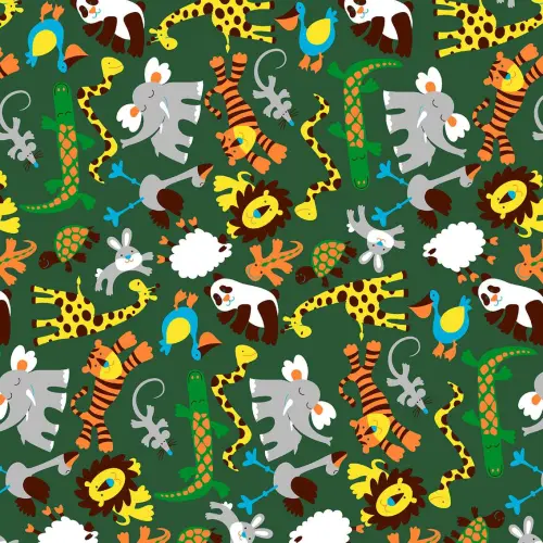 Tricoline Estampada - Safari Verde - 100% Algodão - 1,50m Largura - Variante 1 Tricoline Estampada - Safari Verde - 100% Algodão - 1,50m Largura - Variante 1