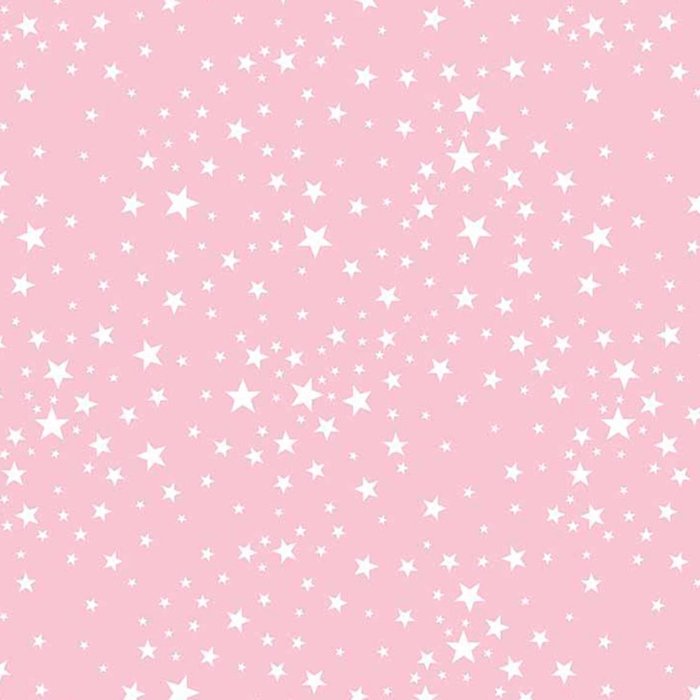 Tricoline Estampada - Estrelinhas Rosa Bebê - 100% Algodão - 1,50m Largura - Variante 1