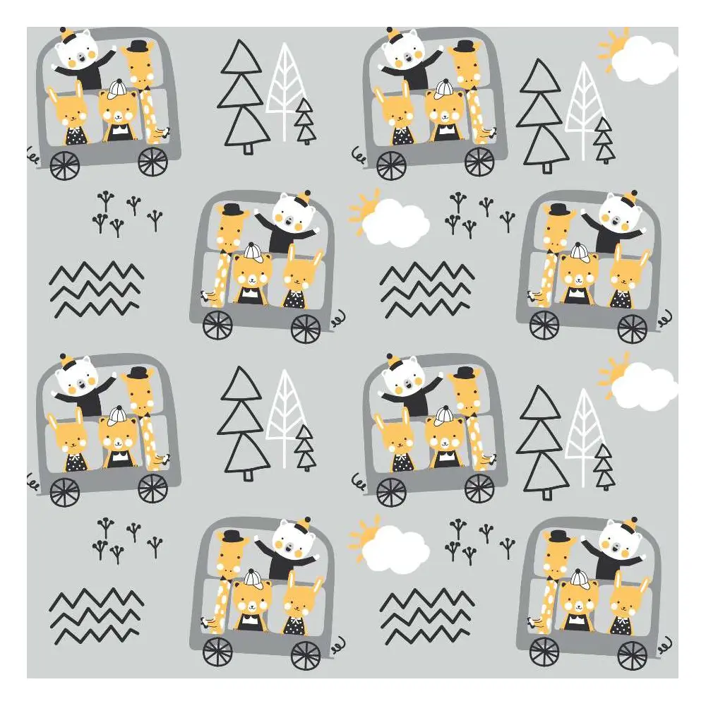 Tricoline Estampada - Trenzinho dos Animais - 100% Algodão - 1,50m largura - Variante 1 Tricoline Estampada - Trenzinho dos Animais - 100% Algodão - 1,50m largura - Variante 1