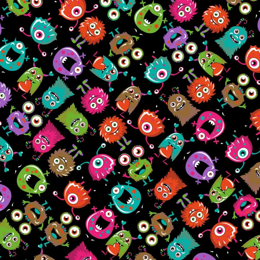 Tricoline Estampada - monstrinhos - 100% Algodão - 1,50m Largura - Variante 1 Tricoline Estampada - monstrinhos - 100% Algodão - 1,50m Largura - Variante 1