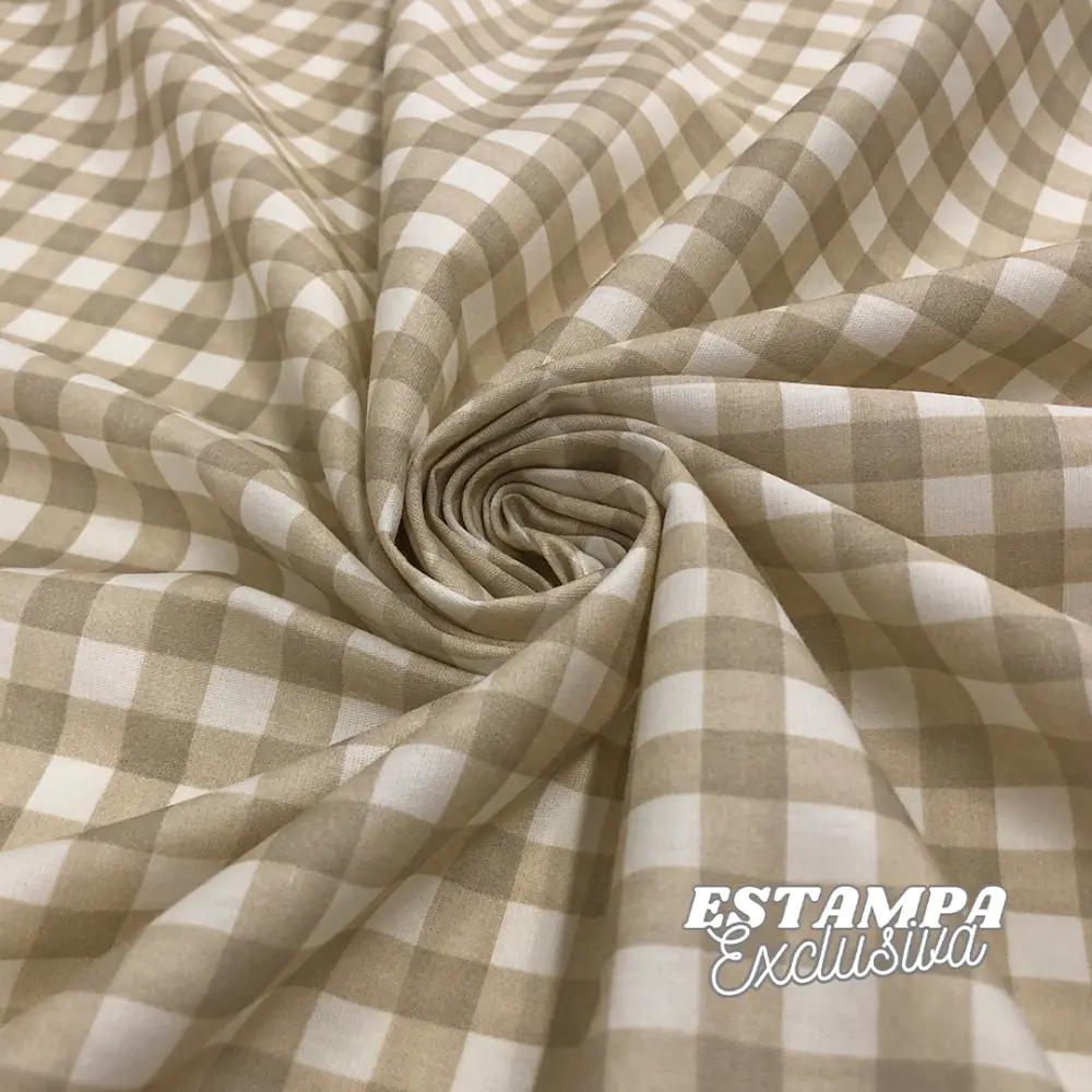 Tricoline Exclusiva Coleção Baby Girl Universo Encantado 100% Algodão 1,50m Largura - Xadrez bege Tricoline Exclusiva Coleção Baby Girl Universo Encantado 100% Algodão 1,50m Largura - Xadrez bege