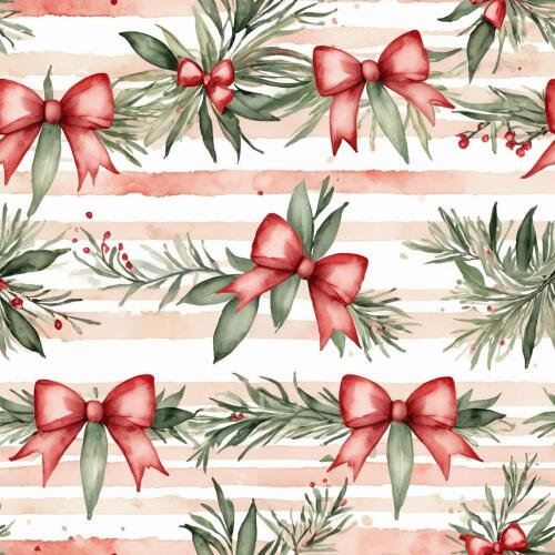 Tricoline Exclusiva Coleção Natal Laços Aquarelados 100% Algodão 1,50m Largura - Variante 1