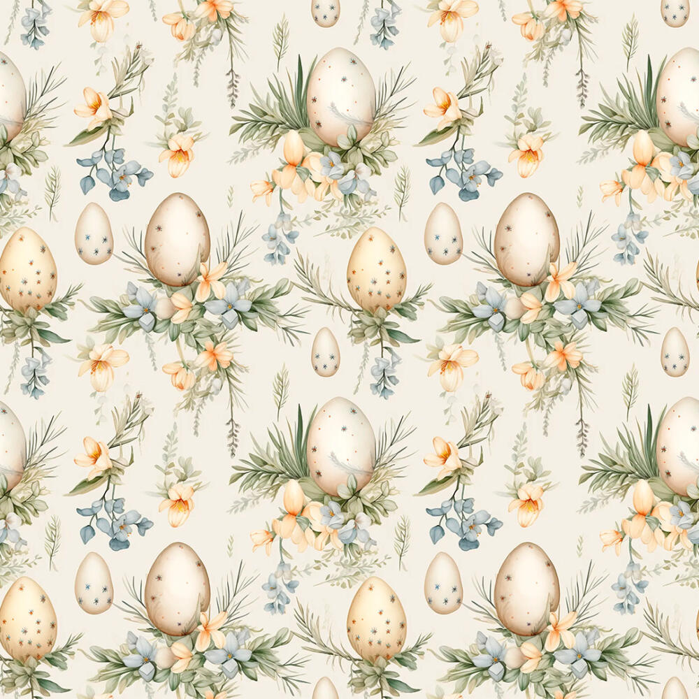 Tricoline Exclusiva Páscoa Coleção Jardim Encantado 100% Algodão 1,50m Largura - Ovo floral