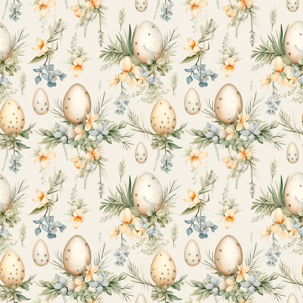 Tricoline Exclusiva Páscoa Coleção Jardim Encantado 100% Algodão 1,50m Largura - Ovo floral