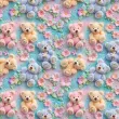 Tricoline Fabricart Digital 3D Ursos e Flores 100% Algodão 1,50m Largura - Variante 1