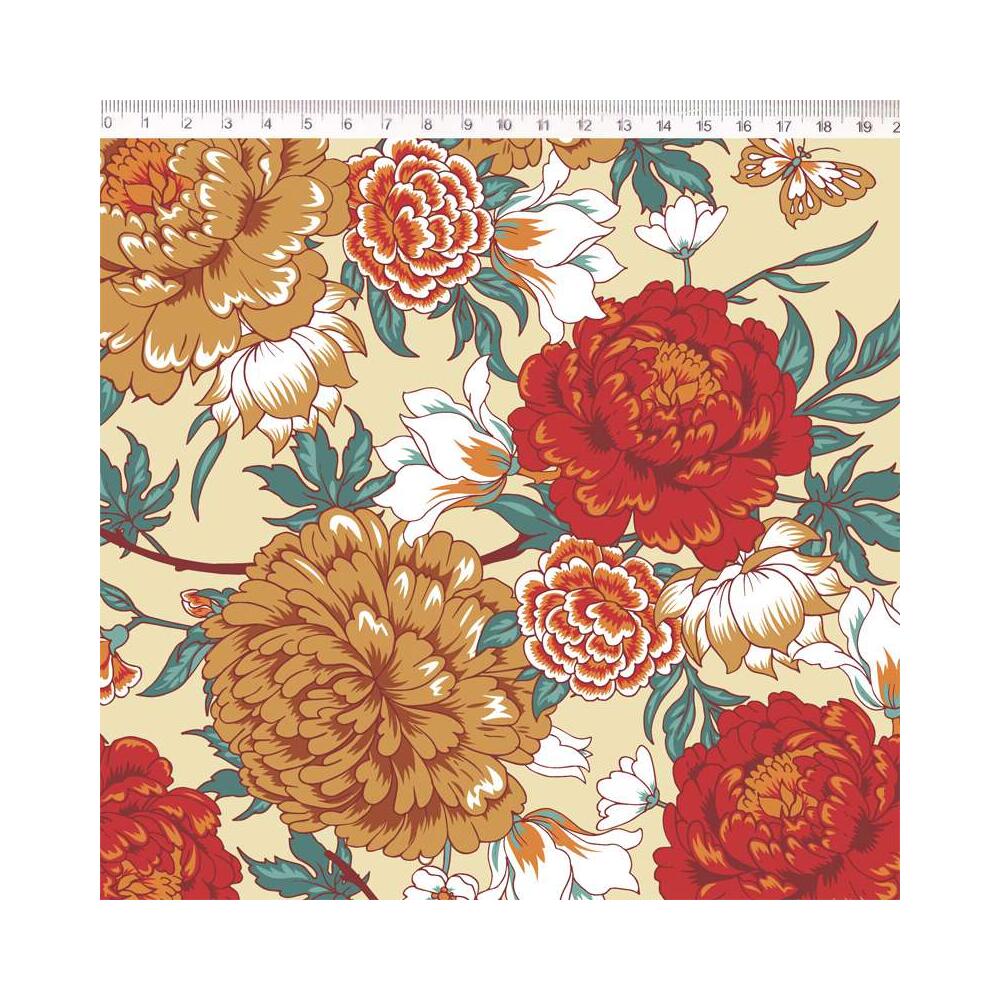 Tricoline Fernando Maluhy - Floral Crisantemo - 100% Algodão - C03