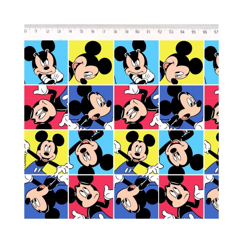 Tricoline Fernando Maluhy - Mickey Mouse Quadriculado - 100% Algodão - C01