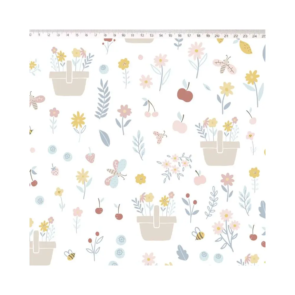 Tricoline Fernando Maluhy - Pic Nic Florido - 100% Algodão - C01 Tricoline Fernando Maluhy - Pic Nic Florido - 100% Algodão - C01