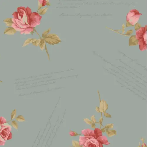 Tricoline Fernando Maluhy - Rosas com Escrita - 100% Algodão - C04 Tricoline Fernando Maluhy - Rosas com Escrita - 100% Algodão - C04