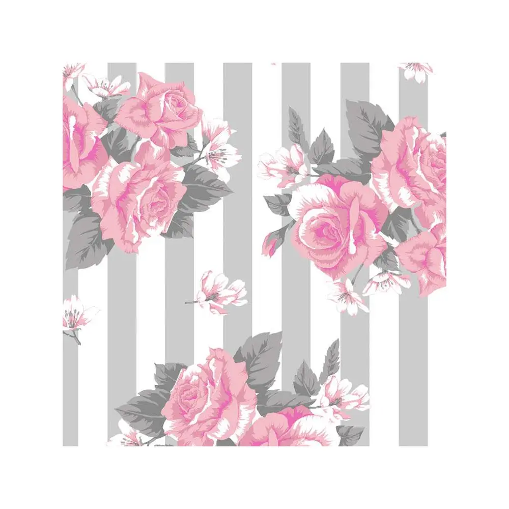 Tricoline Fernando Maluhy - Rosas com Listras - 100% Algodão - C01 Tricoline Fernando Maluhy - Rosas com Listras - 100% Algodão - C01