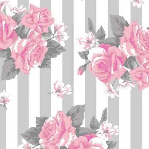 Tricoline Fernando Maluhy - Rosas com Listras - 100% Algodão - C01 Tricoline Fernando Maluhy - Rosas com Listras - 100% Algodão - C01