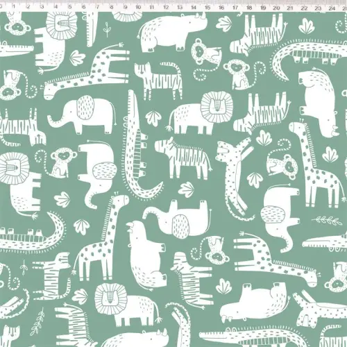 Tricoline Fernando Maluhy - Selva Bichos Colors - 100% Algodão - C01 Tricoline Fernando Maluhy - Selva Bichos Colors - 100% Algodão - C01