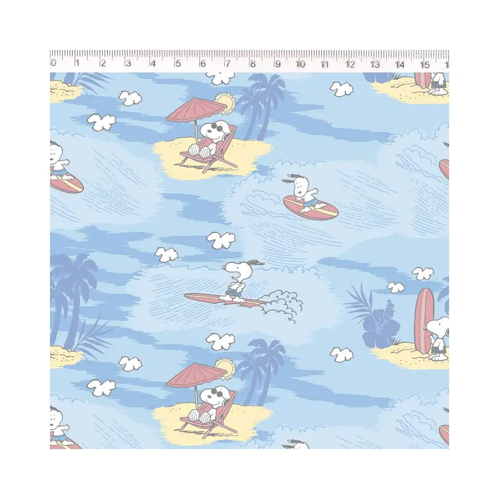 Tricoline Fernando Maluhy - Snoopy na Praia - 100% Algodão - C01