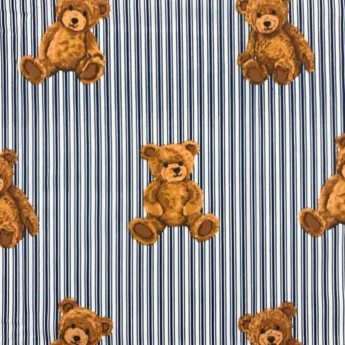 Tricoline Fernando Maluhy - Ursinho Teddy Listrado - 100% Algodão - C01 Tricoline Fernando Maluhy - Ursinho Teddy Listrado - 100% Algodão - C01