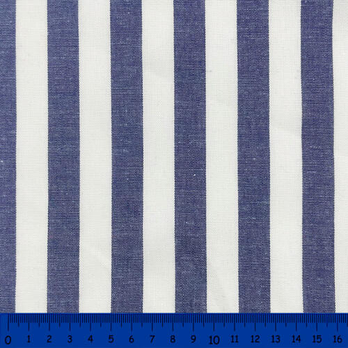 Tricoline Listras Grandes Fio Tinto 100% Algodão - Azul marinho