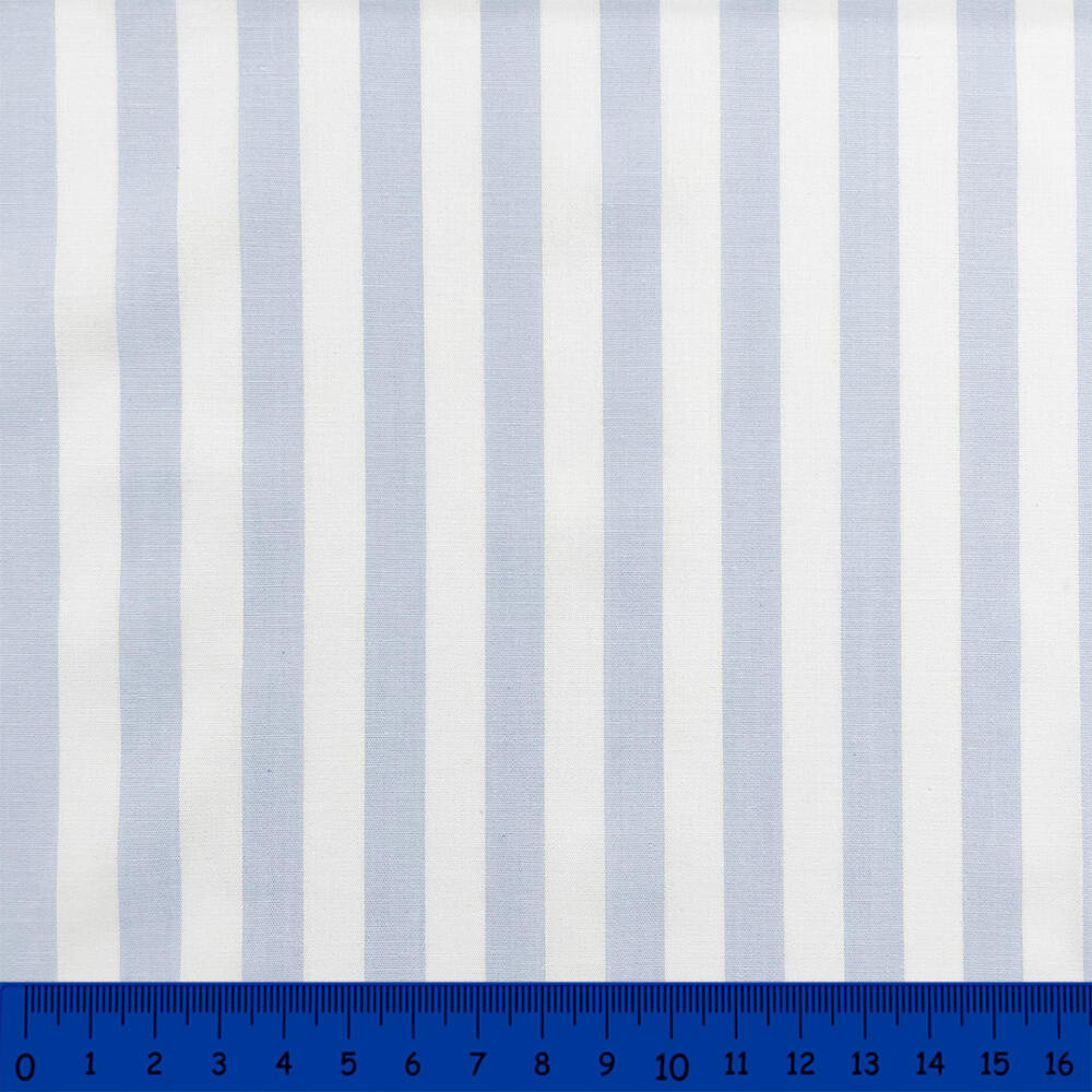 Tricoline Listras Grandes Fio Tinto 100% Algodão - Azul bebê
