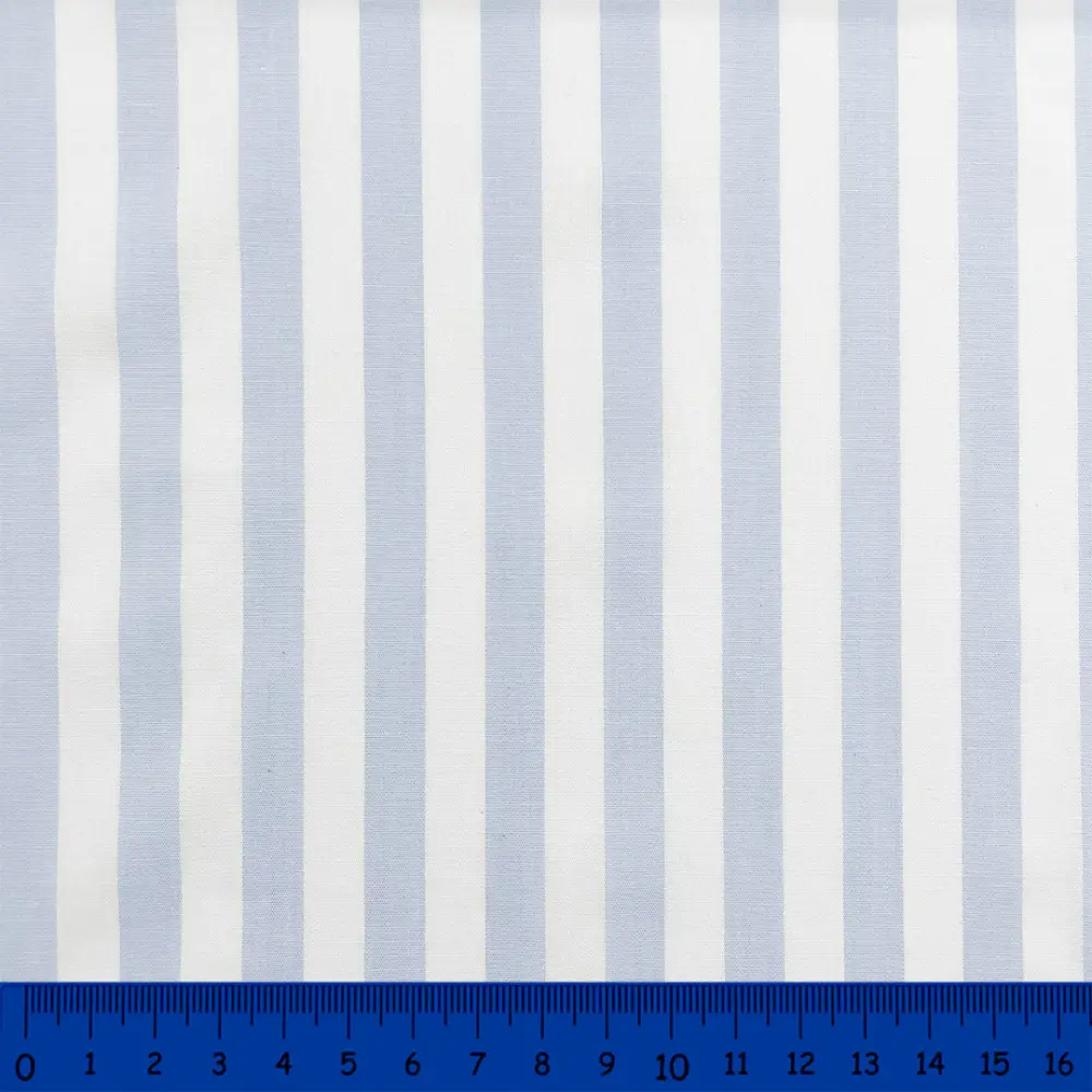 Tricoline Listras Grandes Fio Tinto 100% Algodão - Azul bebê