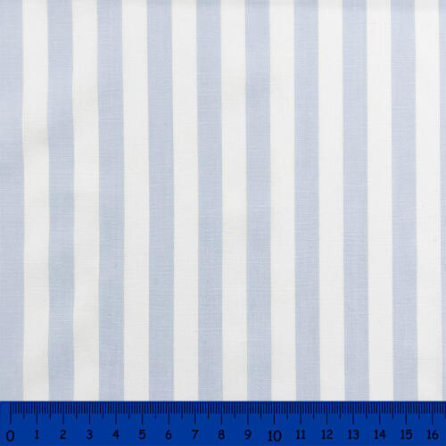 Tricoline Listras Grandes Fio Tinto 100% Algodão - Azul bebê