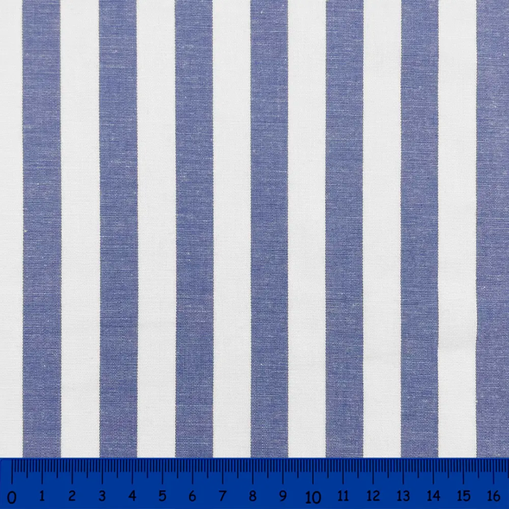 Tricoline Listras Grandes Fio Tinto 100% Algodão - Azul royal
