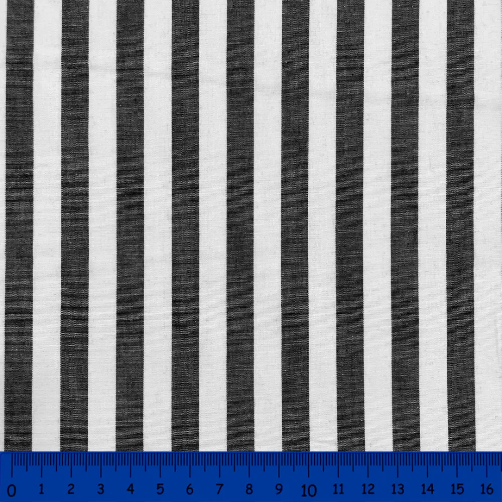 Tricoline Listras Grandes Fio Tinto 100% Algodão - Preto Tricoline Listras Grandes Fio Tinto 100% Algodão - Preto
