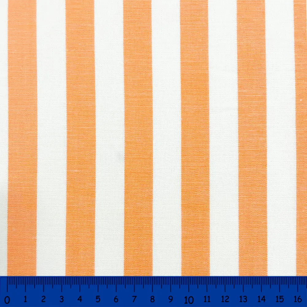 Tricoline Listras Grandes Fio Tinto 100% Algodão - Laranja