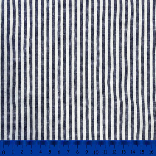 Tricoline Listras Médias Fio Tinto 100% Algodão - Azul marinho