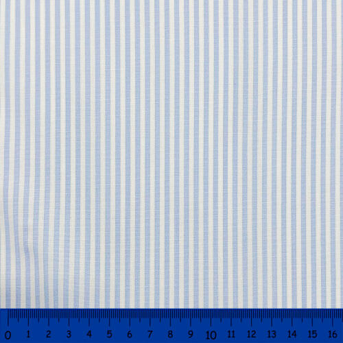 Tricoline Listras Médias Fio Tinto 100% Algodão - Azul bebê