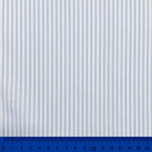 Tricoline Listras Médias Fio Tinto 100% Algodão - Azul bebê