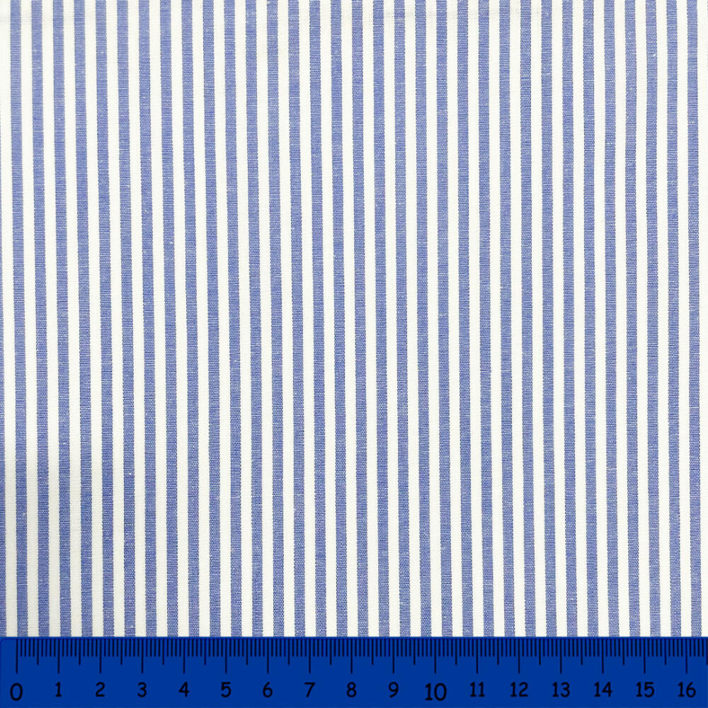Tricoline Listras Médias Fio Tinto 100% Algodão - Azul royal