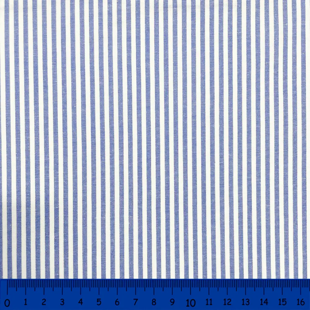Tricoline Listras Médias Fio Tinto 100% Algodão - Azul royal Tricoline Listras Médias Fio Tinto 100% Algodão - Azul royal