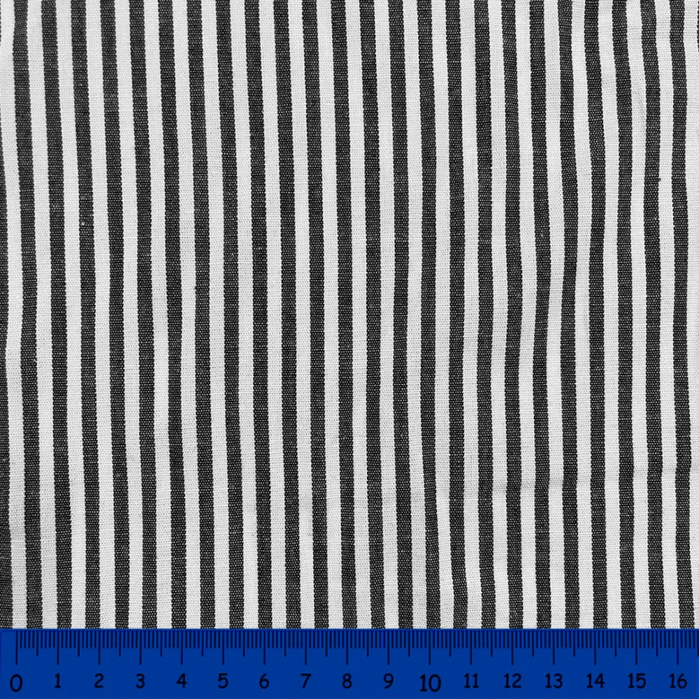 Tricoline Listras Médias Fio Tinto 100% Algodão - Preto Tricoline Listras Médias Fio Tinto 100% Algodão - Preto