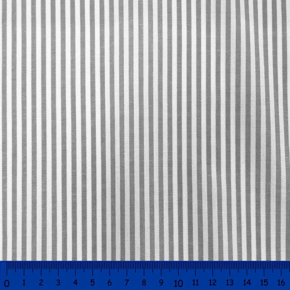 Tricoline Listras Médias Fio Tinto 100% Algodão - Cinza Tricoline Listras Médias Fio Tinto 100% Algodão - Cinza