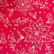 Tricoline Natal Contorno Flores com Glitter 100% Algodão - 1,50m largura - Vermelho