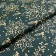 Tricoline Natal Contorno Flores com Glitter 100% Algodão - 1,50m largura - Verde