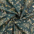 Tricoline Natal Contorno Flores com Glitter 100% Algodão - 1,50m largura - Verde