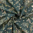 Tricoline Natal Contorno Flores com Glitter 100% Algodão - 1,50m largura - Verde