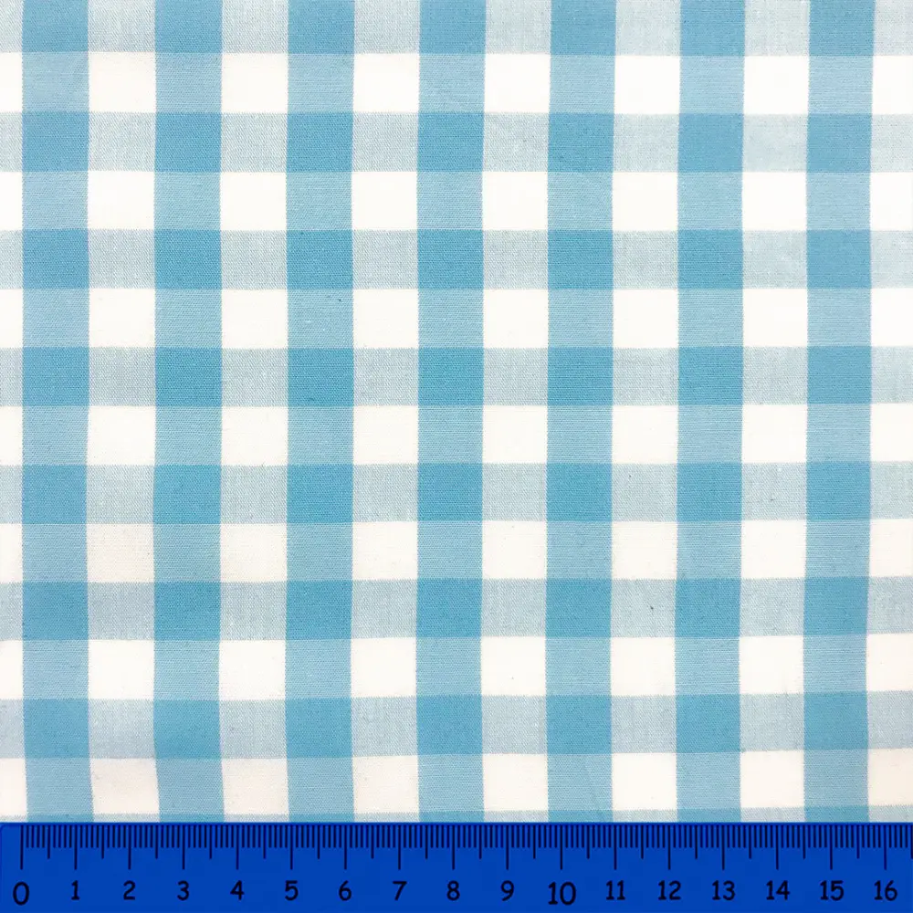 Tricoline Xadrez Fio Tinto - Extra Grande - 100% Algodão - Azul bebê