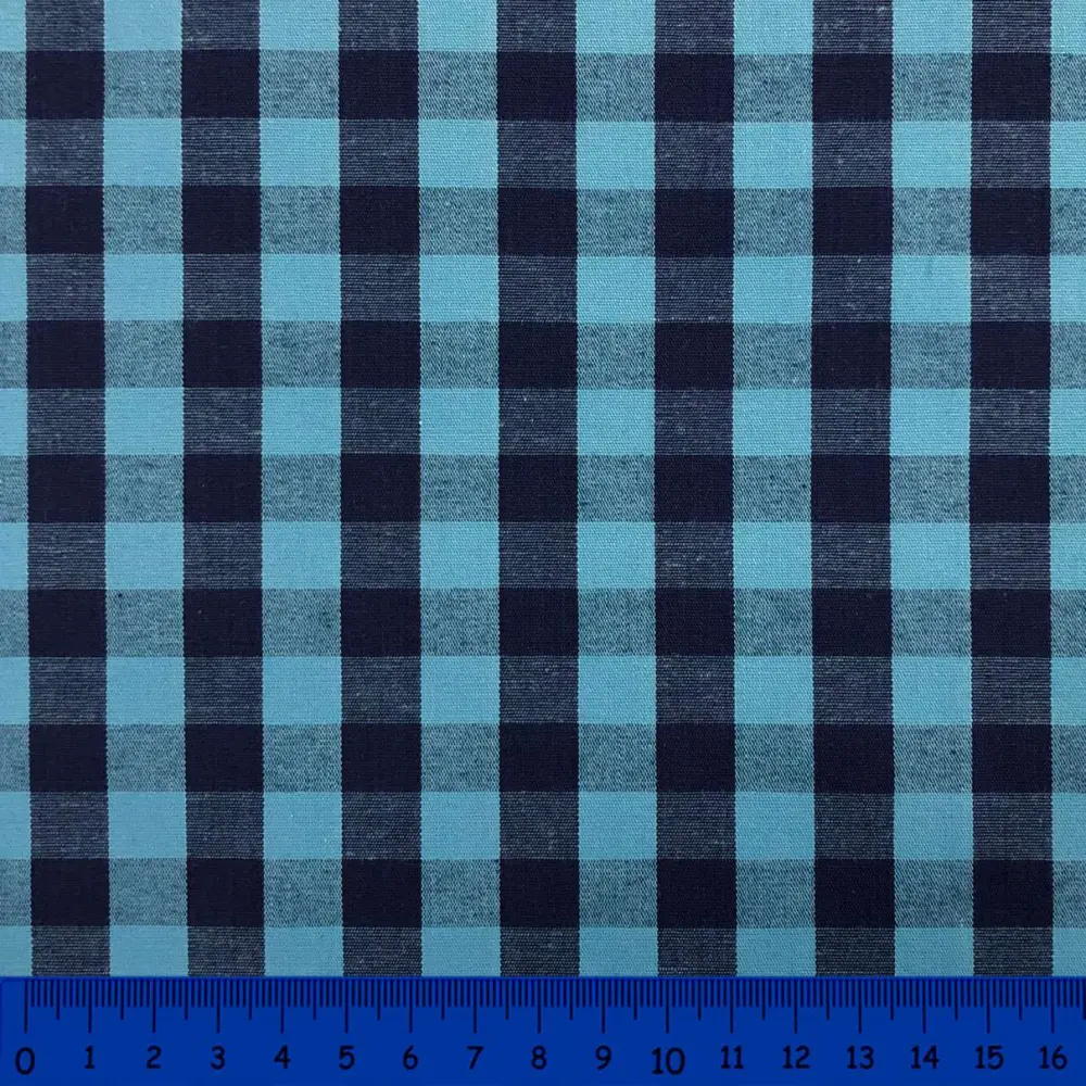 Tricoline Xadrez Fio Tinto - Extra Grande - 100% Algodão - Azul com marinho