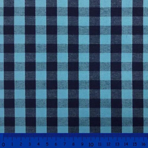 Tricoline Xadrez Fio Tinto - Extra Grande - 100% Algodão - Azul com marinho