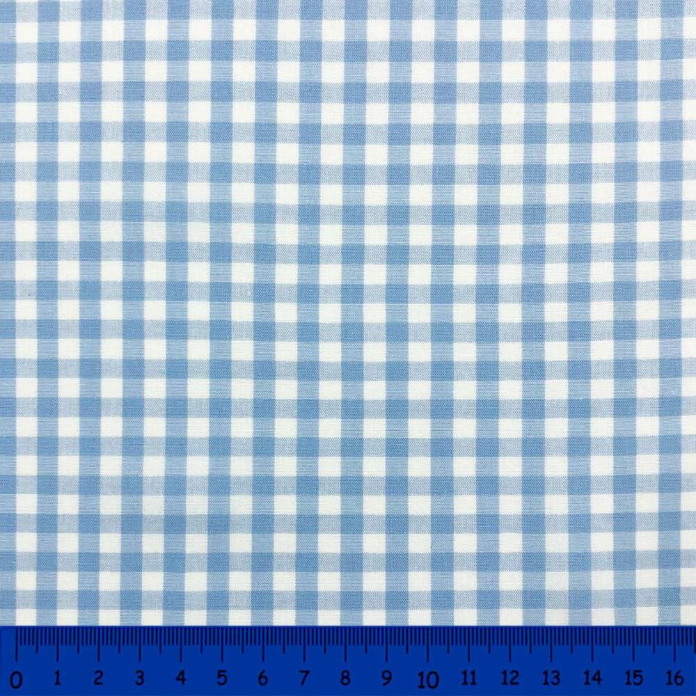 Tricoline Xadrez Fio Tinto - Grande - 100% Algodão - Azul bebê