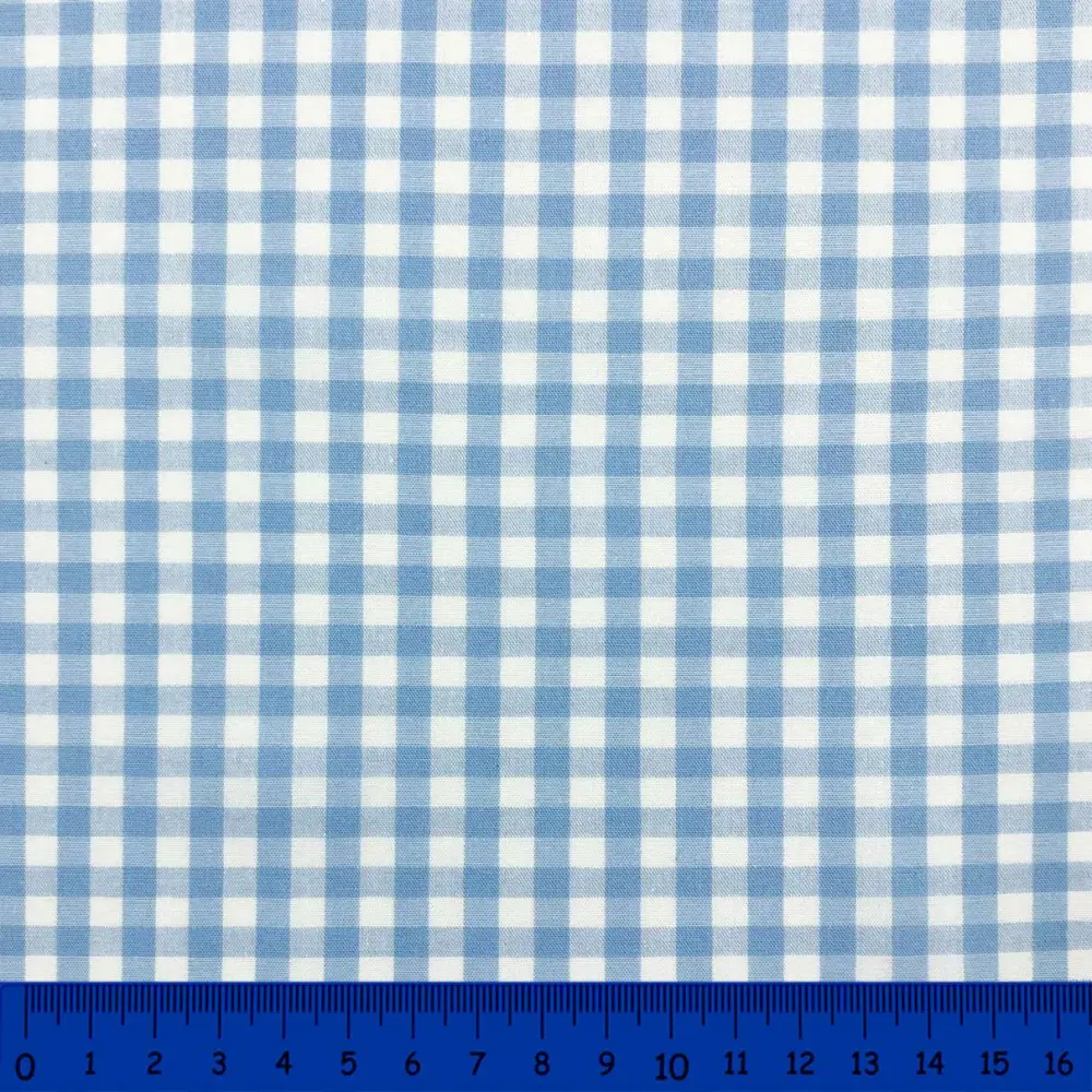 Tricoline Xadrez Fio Tinto - Grande - 100% Algodão - Azul bebê