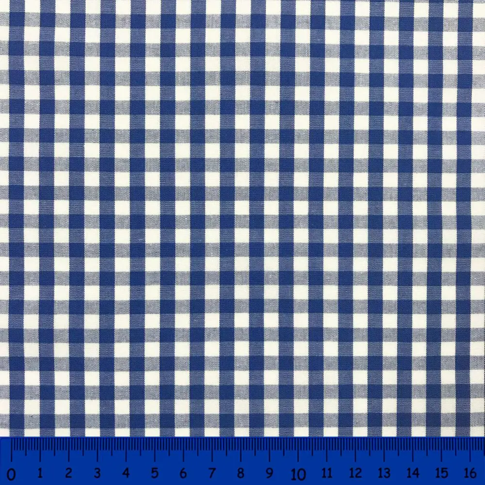 Tricoline Xadrez Fio Tinto - Grande - 100% Algodão - Azul royal