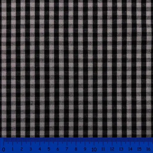 Tricoline Xadrez Fio Tinto - Grande - 100% Algodão - Chumbo com preto