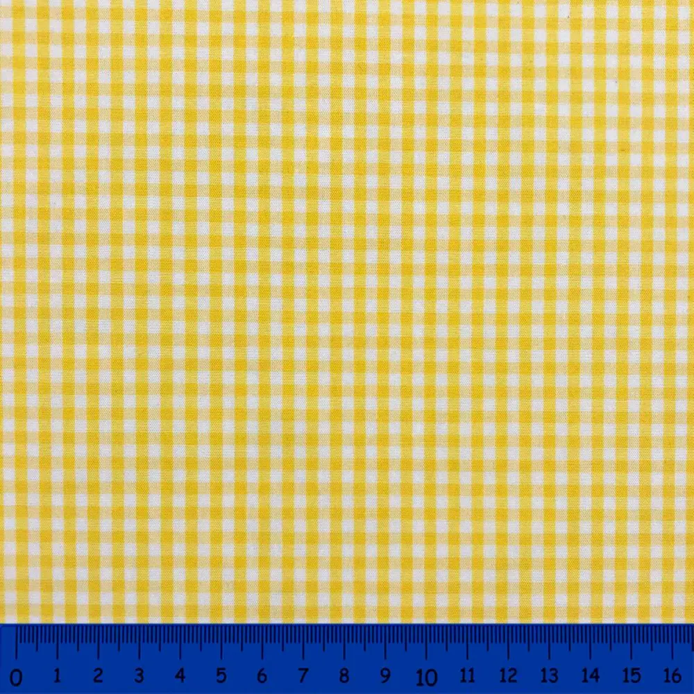 Tricoline Xadrez Fio Tinto - Médio - 100% Algodão - Amarelo