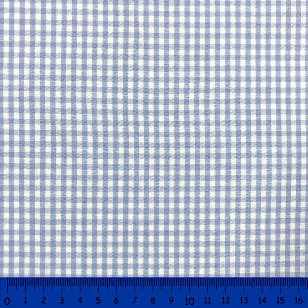 Tricoline Xadrez Fio Tinto - Médio - 100% Algodão - Azul bebê