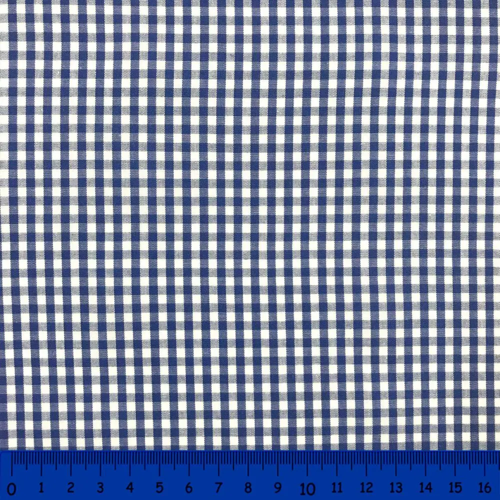 Tricoline Xadrez Fio Tinto - Médio - 100% Algodão - Azul royal