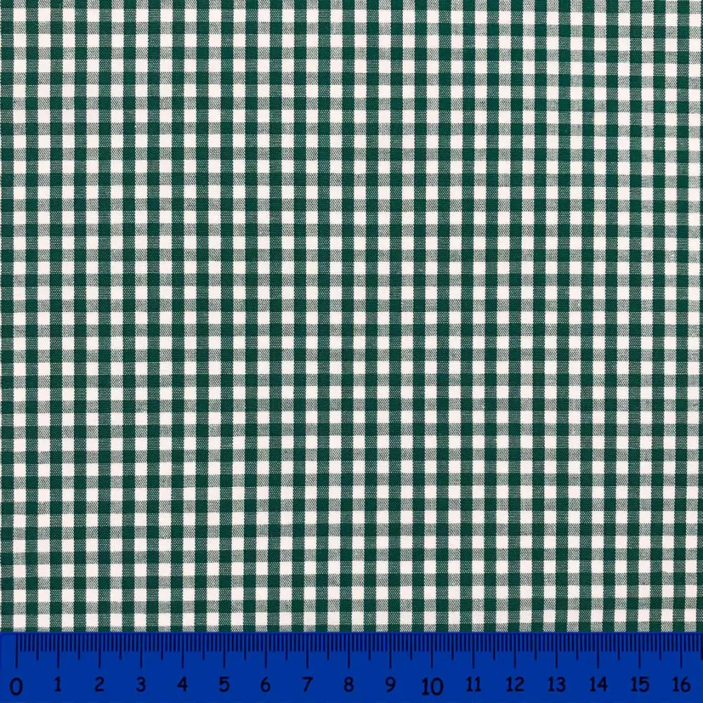 Tricoline Xadrez Fio Tinto - Médio - 100% Algodão - Verde bandeira