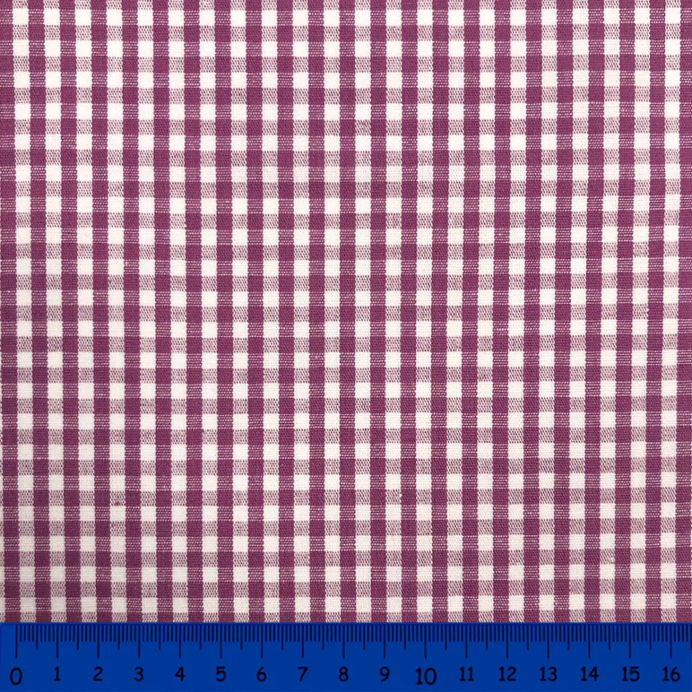 Tricoline Xadrez Fio Tinto - Médio - 100% Algodão - Roxo uva