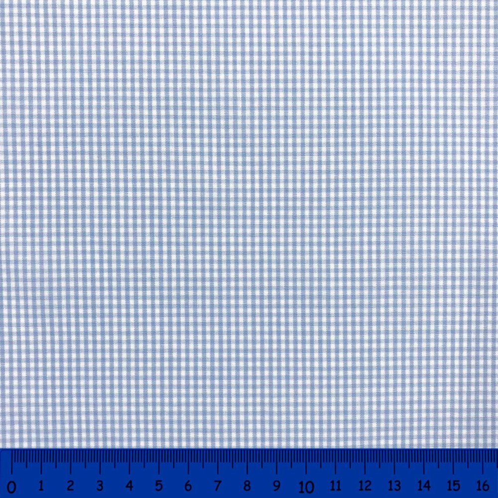 Tricoline Xadrez Fio Tinto - Pequeno - 100% Algodão - Azul bebê