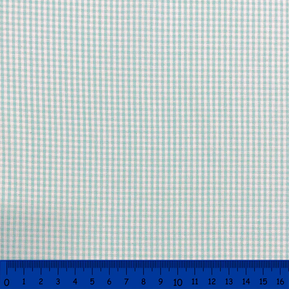 Tricoline Xadrez Fio Tinto - Pequeno - 100% Algodão - Verde água
